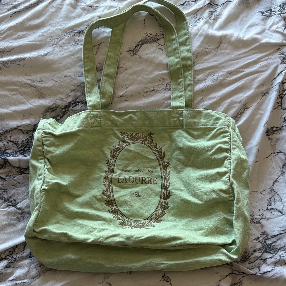 Ladurée Light Green Canvas Tote Bag